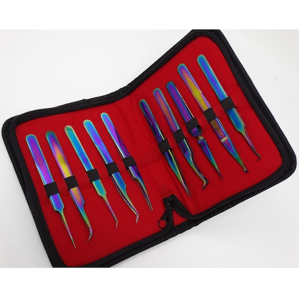 A2Z Scilab Multi Color Volume Eyelash Lash Fine Point Tweezers, PK10 A2Z-ZR324 - main